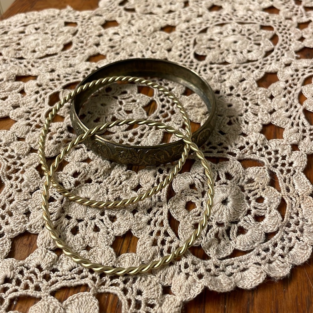 3 gold/brass tone bangles